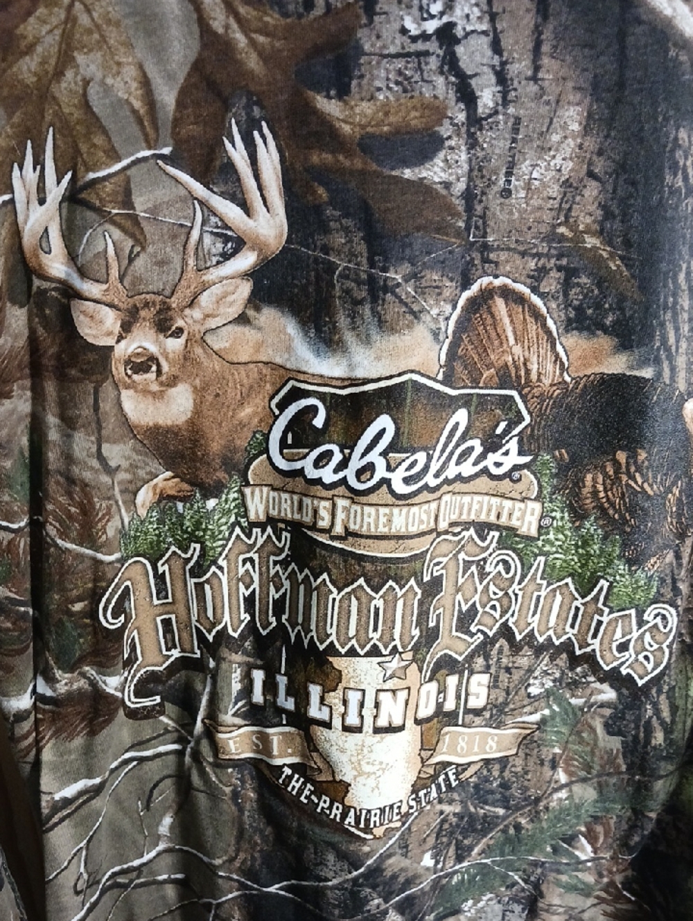 Cabela's RealTree Long Sleeve Tee Shirt with  Hoffman Estates Silk Screen - Picture 2 of 5